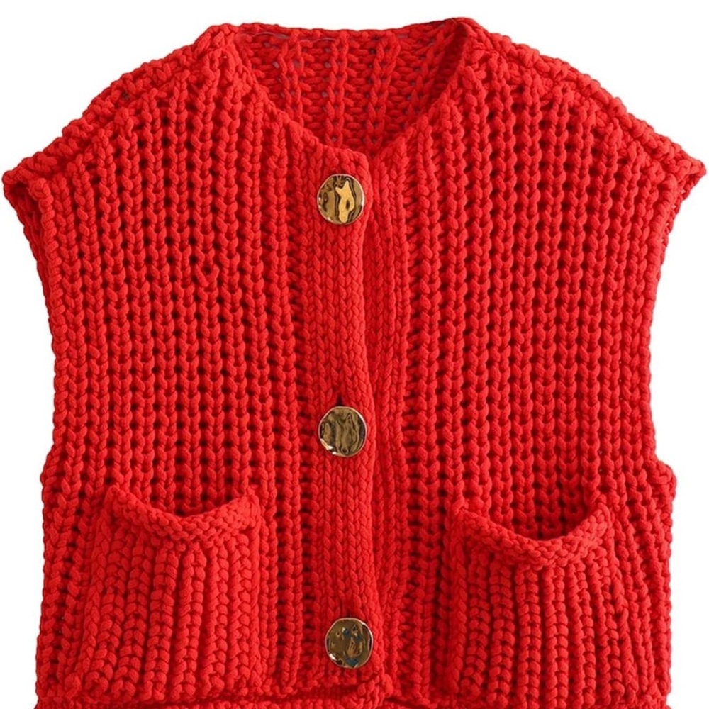 Women’s Knit Cardigan Crochet Sweater Vest Size Small